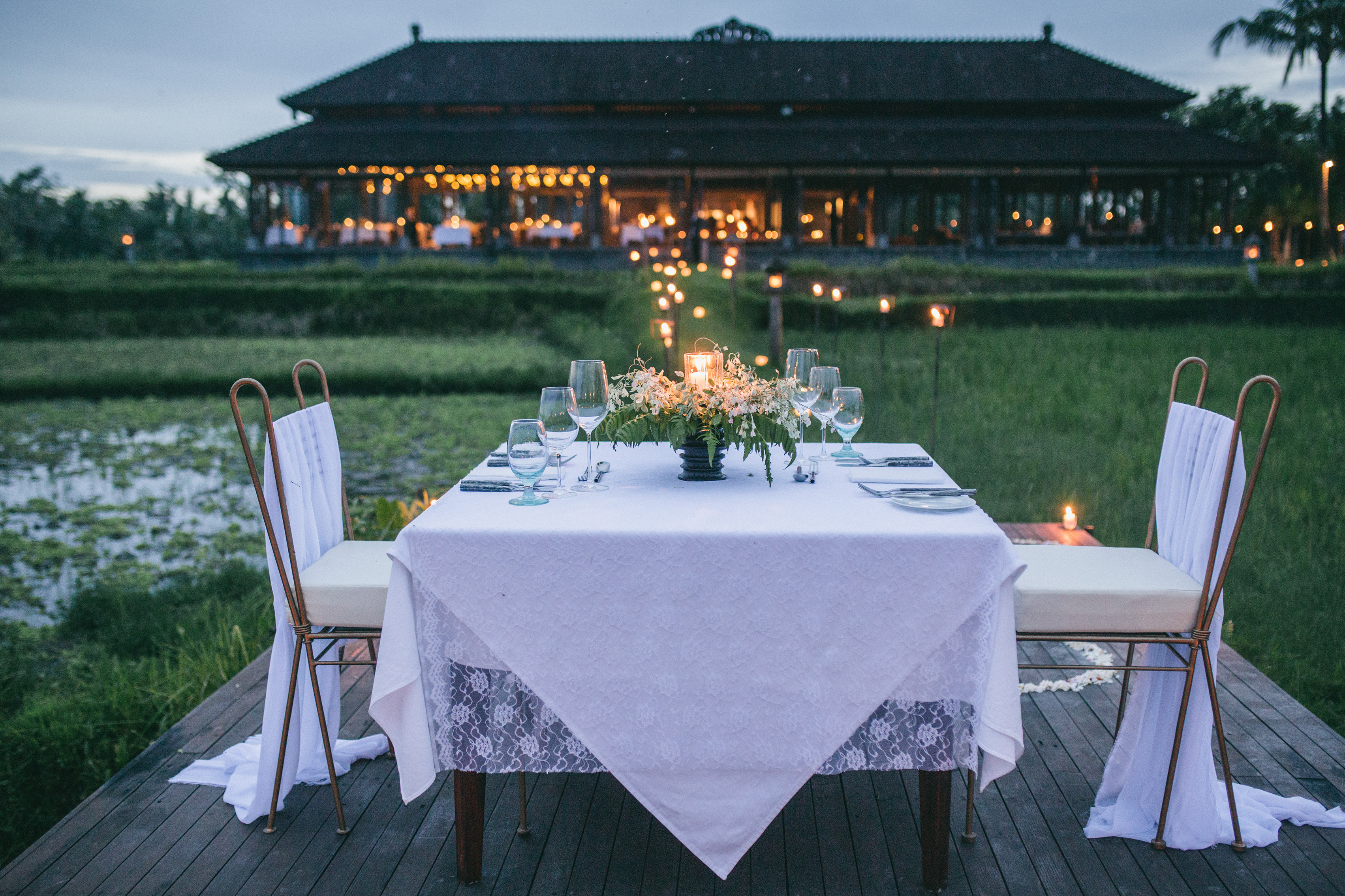 Romantic Dinner by The Rice Paddy Field